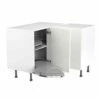 Kitchen Kit Rigid Value Slab 1000mm Blind Corner Base Cabinet With Pull Out Left Cabinet - Standard Matt - White - Pre-Assembled - RKKM1056