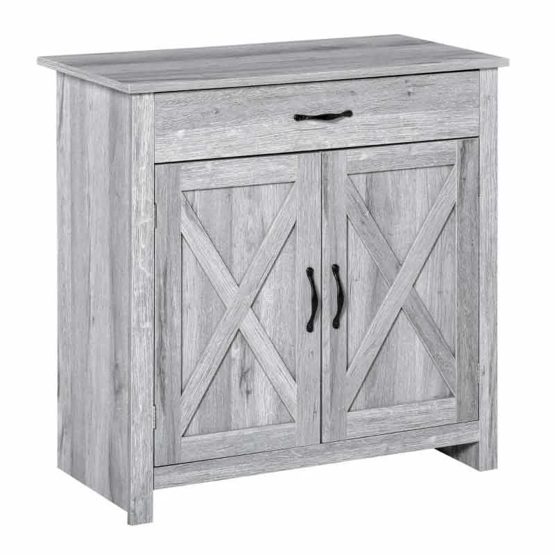 HOMCOM Farmhouse Style Sideboard Storage Unit - Grey Grain - 835-468 - Image 3