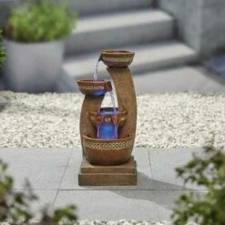 La Hacienda Azure Columns Inc LEDS Water Feature - 4657L