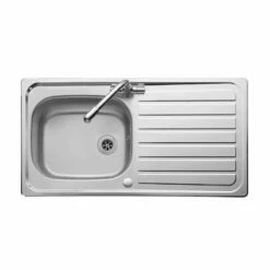 Leisure Lexin 1 Bowl Inset Kitchen Sink With Reversible Drainer Shallow Bowl - Satin Stainless Steel - LE95SB/