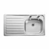 Leisure Lexin 1 Bowl Inset Kitchen Sink With Left Hand Drainer - Satin Stainless Steel - LN95L/