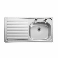 Leisure Lexin 1 Bowl Inset Kitchen Sink With Left Hand Drainer - Satin Stainless Steel - LN95L/