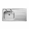 Leisure Lexin 1 Bowl Inset Kitchen Sink With Right Hand Drainer - Satin Stainless Steel - LN95R/