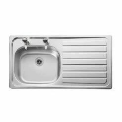 Leisure Lexin 1 Bowl Inset Kitchen Sink With Right Hand Drainer - Satin Stainless Steel - LN95R/