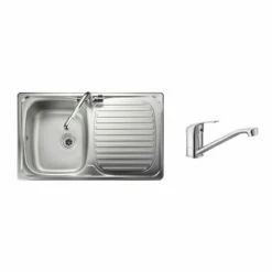 Leisure Linear Compact 1 Bowl Inset Kitchen Sink Reversible With Leisure Aquamono Single Lever Kitchen Mixer Tap & Waste - LR8001/TMO40