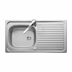 Leisure Linear 1 Bowl Inset Kitchen Sink With Reversible Drainer 0.6mm Gauge - Satin Stainless Steel - LR9501/