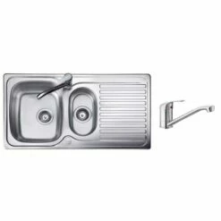 Leisure Linear 1.5 Bowl Inset Kitchen Sink With Leisure Aquamono Single Lever Kitchen Mixer Tap & Waste - LR9502/TMO40
