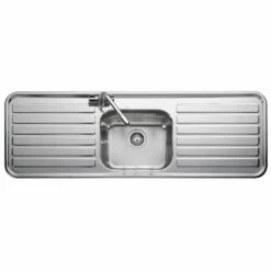 Leisure Luxe 1 Bowl Inset Kitchen Sink With Double Drainer & Waste Kit - Polished Stainless Steel - LX155/