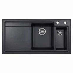 Thomas Denby Lydian Chef 1.5 Bowl Kitchen Sink & LH Drainer - Basalt Satin - LYD1020LBA