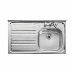 Leisure Contract Square Front 1.0 Bowl Kitchen Sink Left Hand Drainer - Stainless Steel LC105L/