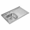 Leisure Contract Roll Front 1.0 Bowl Kitchen Sink Right Hand Drainer - Stainless Steel LC106R/RF