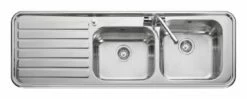 Leisure Luxe 2 Bowl Inset Kitchen Sink Left Hand Small Bowl - Stainless Steel LX155L/