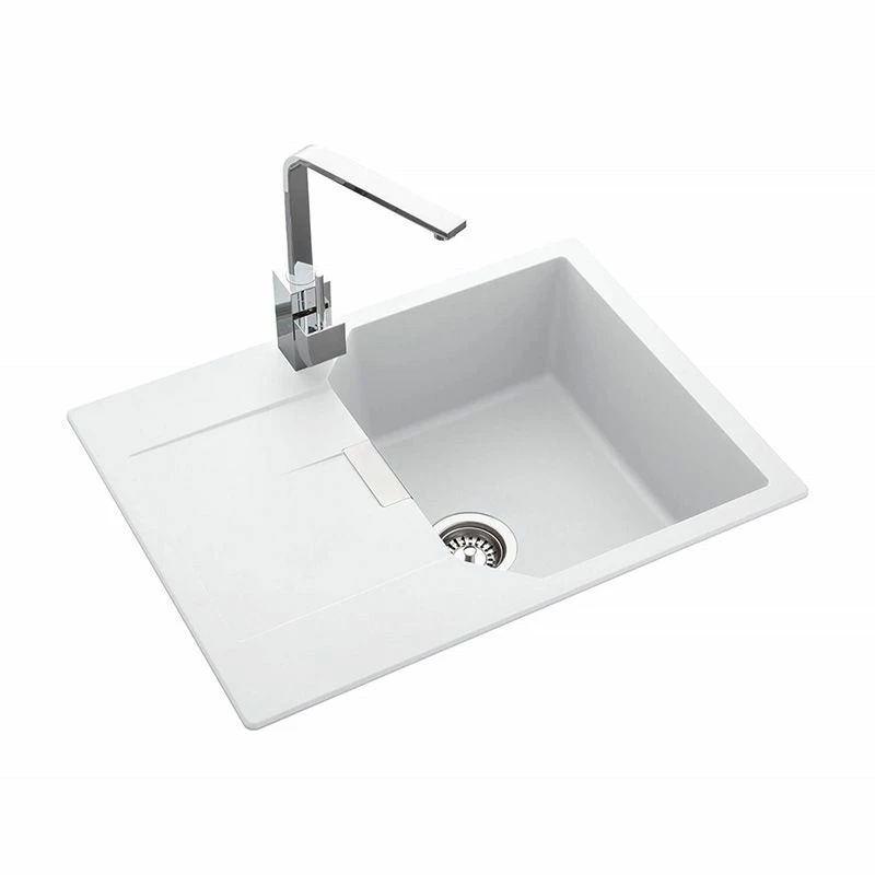 Rangemaster Mayon Compact 1 Bowl Igneous Granite Kitchen Sink - Crystal White - MAY690CW/ - Image 2