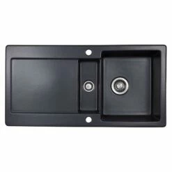 Thomas Denby Melody Pro 1.5 Bowl Reversible Ceramic Kitchen Sink & Drainer - Basalt - MEL1020BA