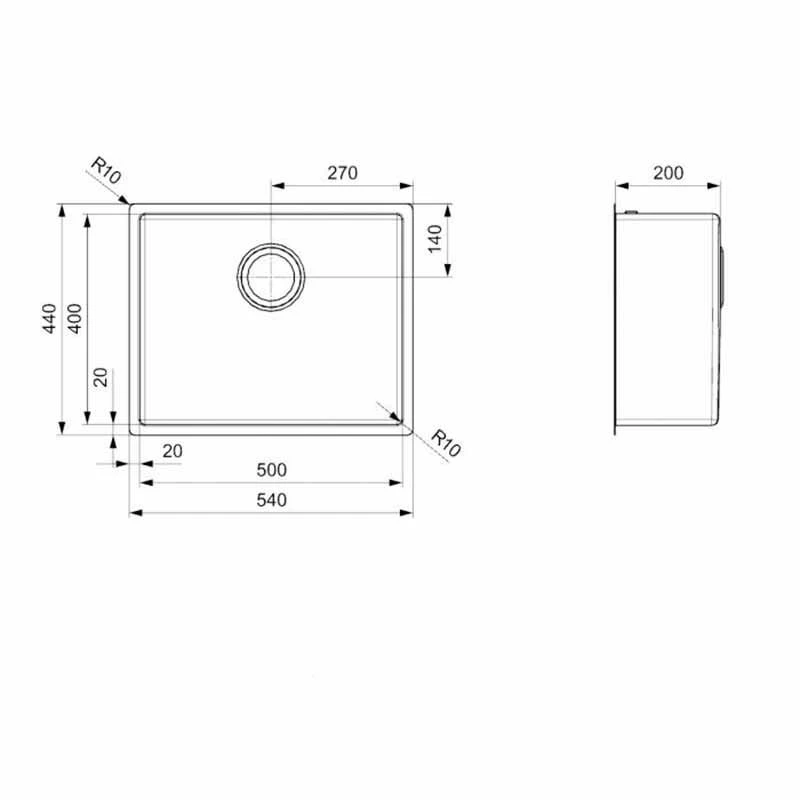 Reginox Miami 1 Bowl Integrated Sink - Gun Metal - MIAMI 50X40 GUNMETAL - Image 5