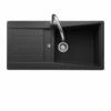 Rangemaster Mica 1 Bowl Igneous Granite Kitchen Sink - Ash Black - MIC1051AS/
