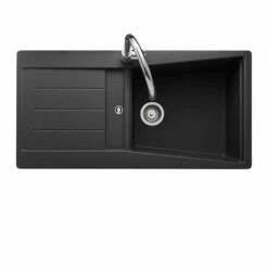 Rangemaster Mica 1 Bowl Igneous Granite Kitchen Sink - Ash Black - MIC1051AS/