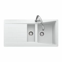 Rangemaster Mica 1.5 Bowl Igneous Granite Kitchen Sink - Crystal White - MIC1051CW/