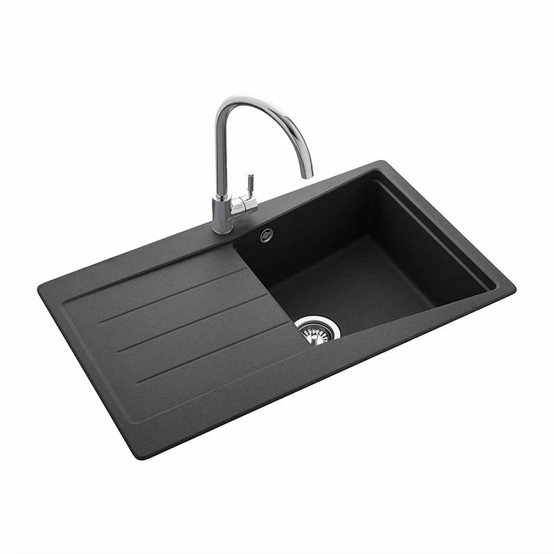 Rangemaster Mica Compact 1 Bowl Igneous Granite Kitchen Sink - Ash Black - MIC860AS/ - Image 2