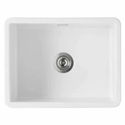 Thomas Denby Metro 1 Bowl Ceramic Large Bowl Kitchen Sink - White - MET1050