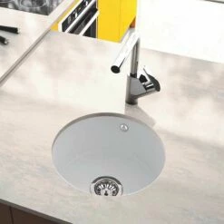 Thomas Denby Metro 1 Bowl Ceramic Round Bowl Kitchen Sink - Sea Mist - MET1060G