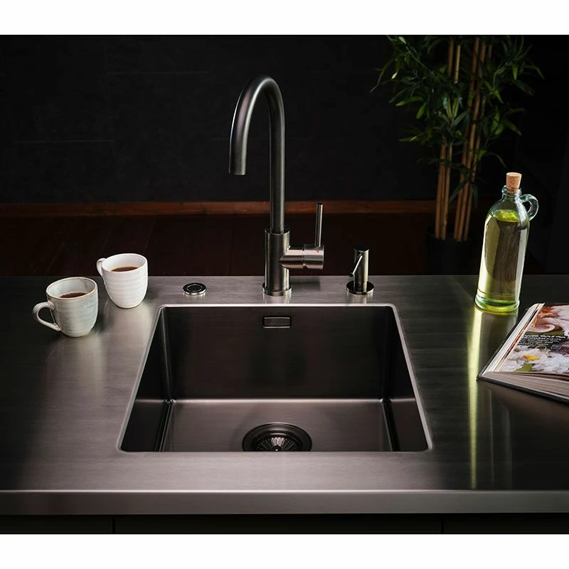 Reginox Miami 1 Bowl Integrated Sink - Gun Metal - MIAMI 50X40 GUNMETAL - Image 2