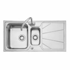 Leisure Nimbus 1.5 Bowl Inset Kitchen Sink With Reversible Drainer - Polished Stainless Steel - NIM1052/