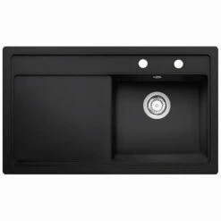 Thomas Denby Opus Compact 1 Bowl Ceramic Kitchen Sink & LH Drainer - Black Satin - OPU861LBL