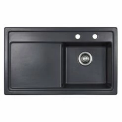 Thomas Denby Opus Compact 1 Bowl Ceramic Kitchen Sink & RH Drainer - Basalt - OPU861RBA