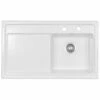 Thomas Denby Opus Compact 1 Bowl Ceramic Kitchen Sink & RH Drainer - White Gloss - OPU861RWH