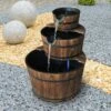 Outsunny 3 Tier Cascading Wooden Garden Water Feature - Brown - 844-098
