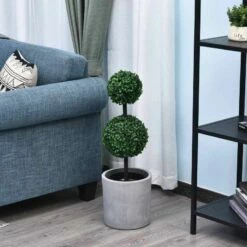 Outsunny 2-Piece Round Artificial Plants With Pot - 670mm - Green - 844-264V01