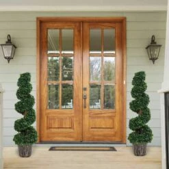 Outsunny 2-Piece Spiral Topiary Artificial Plant With Pot - 1200mm - Green - 844-265V01