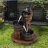 Outsunny Fir Wood 3 Barrel Water Feature With Electric Pump - Brown - 844-271V70