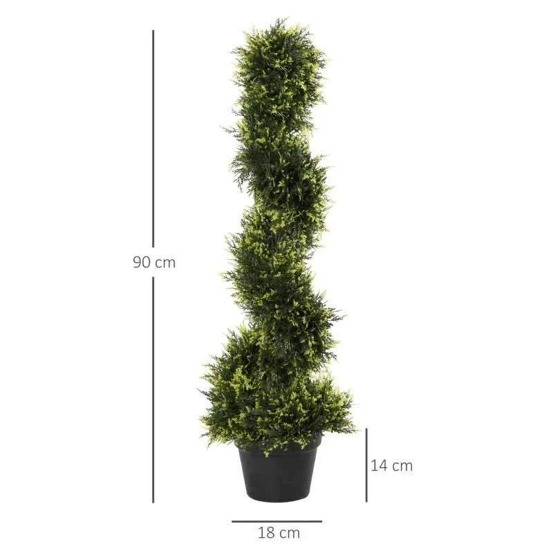 Outsunny 2-Piece Spiral Topiary Artificial Plant With Pot - 1200mm - Green - 844-348V01 - Image 2