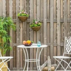 Outsunny 2-Piece Lisianthus Artificial Flowers With Hanging Basket - 140mm - Pink - 844-360