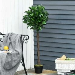 Outsunny 2-Piece Bay Ball Artificial Trees With Pot - 1200mm - Green - 844-364