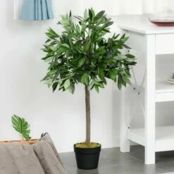 Outsunny 2-Piece Bay Leaf Artificial Plant - 900mm - Green - 844-364V01