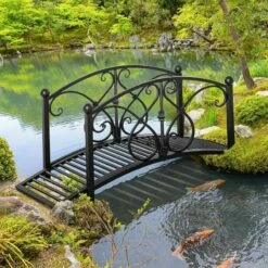 Outsunny Classic Garden Bridge With Safety Railings 102L X 48W X 49Hcm - Black - 844-452BK