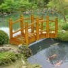Outsunny Wooden Garden Bridge With Safety Railings - Brown - 844-616V00BN