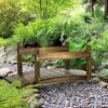 Outsunny 5ft Wooden Garden Bridge With Planters On Safety Railings - Brown - 844-618V00TN