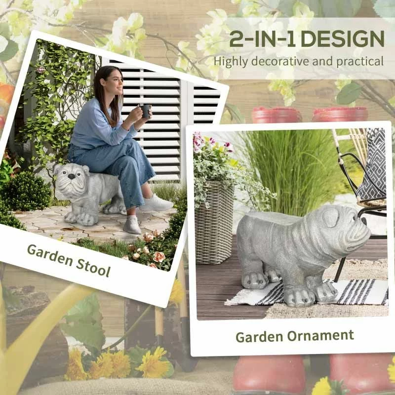 Outsunny Realistic Pekingese Dog Garden Ornament / Statue - Grey - 844-659V00GY - Image 4