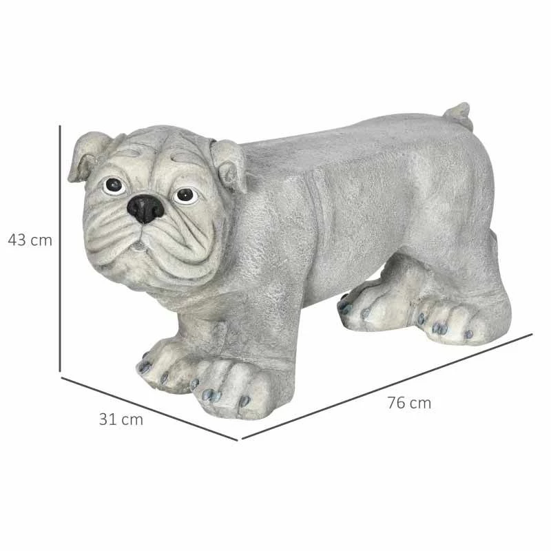 Outsunny Realistic Pekingese Dog Garden Ornament / Statue - Grey - 844-659V00GY - Image 2