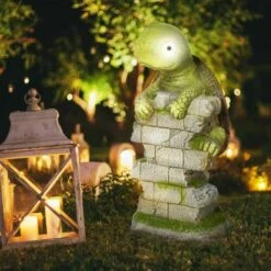 Outsunny Vivid Tortoise Garden Ornament With Solar LED Light - Green - 844-662V00MX
