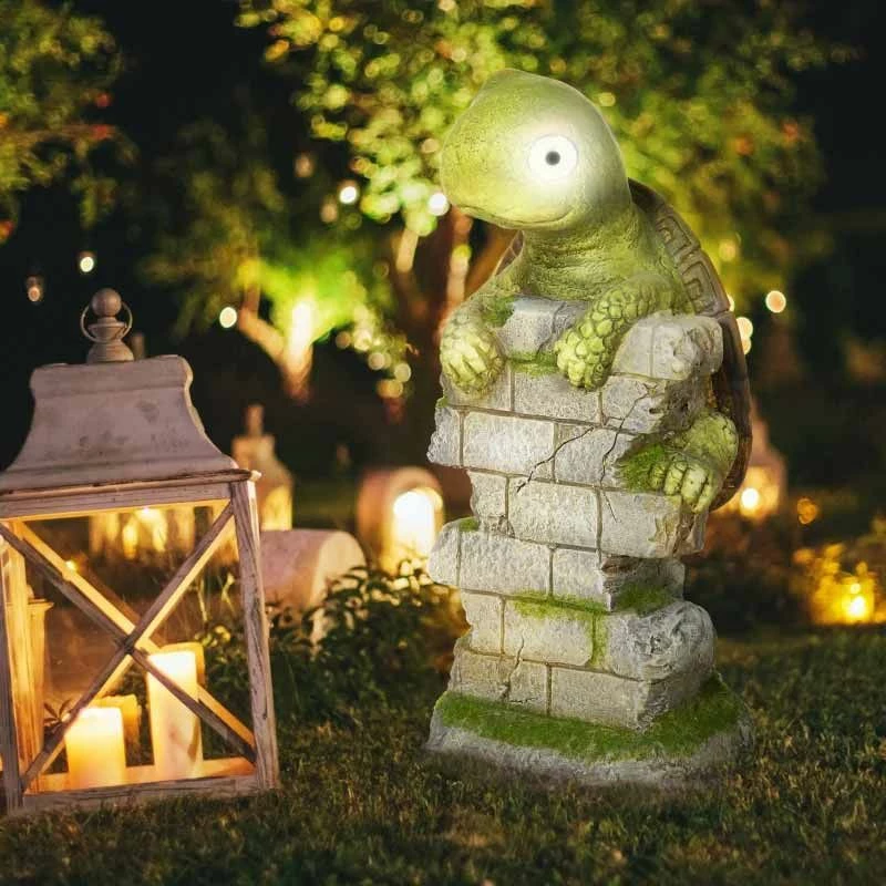 Outsunny Vivid Tortoise Garden Ornament With Solar LED Light - Green - 844-662V00MX