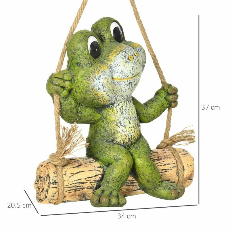 Outsunny Hanging Vivid Frog On Swing Outdoor Garden Ornament - Green - 844-664V00MX - Image 2