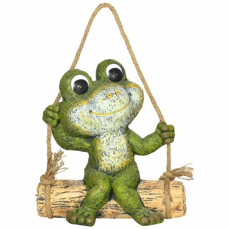 Outsunny Hanging Vivid Frog On Swing Outdoor Garden Ornament - Green - 844-664V00MX - Image 3