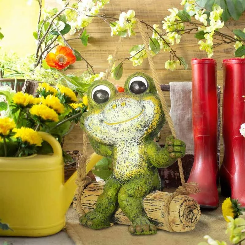 Outsunny Hanging Vivid Frog On Swing Outdoor Garden Ornament - Green - 844-664V00MX - Image 10