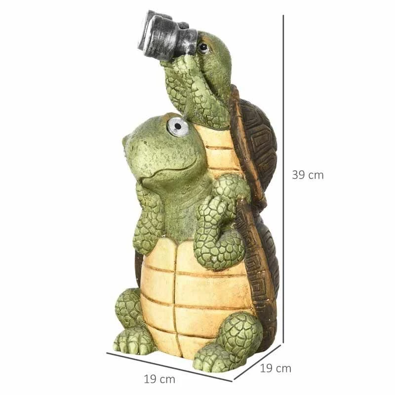 Outsunny Vivid 2 Tortoises Garden Ornament With Solar LED Light - Green - 844-665V00MX - Image 2