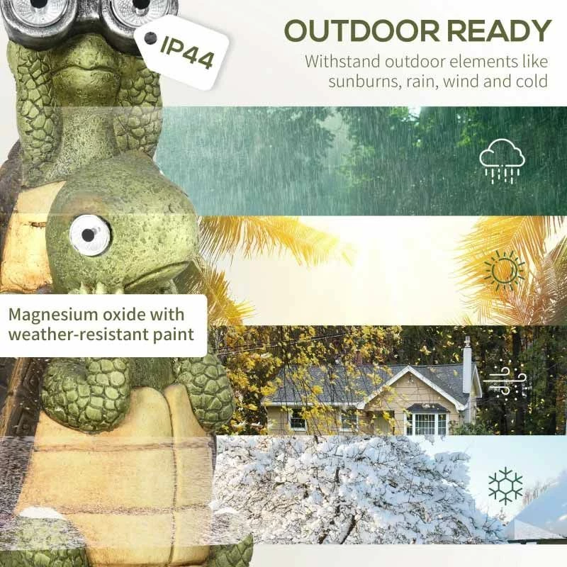 Outsunny Vivid 2 Tortoises Garden Ornament With Solar LED Light - Green - 844-665V00MX - Image 6